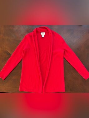 Neiman Marcus Red Open-Front Women's Cardigan 100% cashmere size M